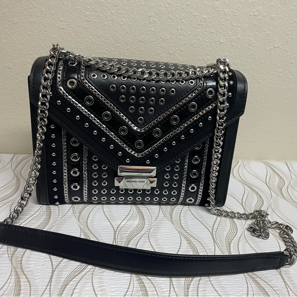 Michael Kors Handbags - Michael Kors Black and Silver Studded and Grommeted Handbag
